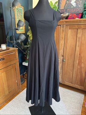 Black Square-Neck Midi Dress - Women